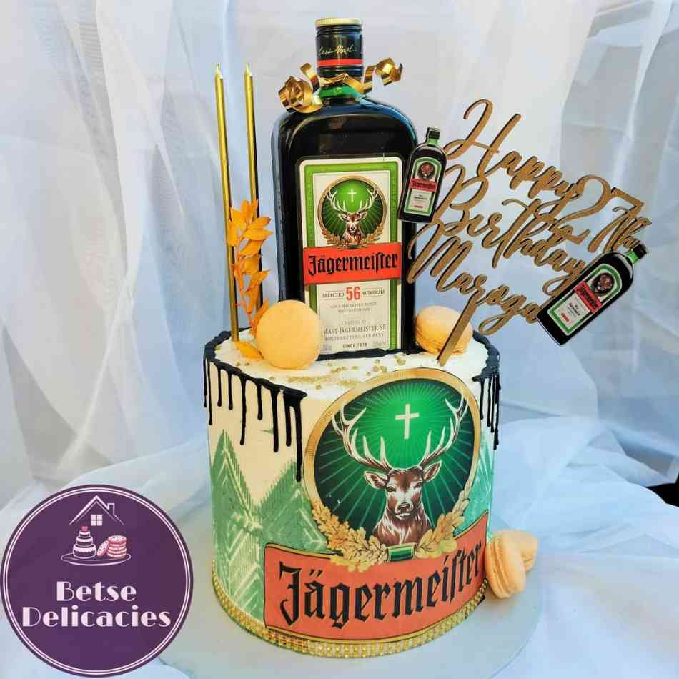 Jägermeister Bottle and Shot Glasses Edible Cake Topper Image ABPID561 – A  Birthday Place